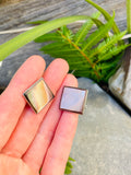 Vintage Silver Plated Abalone Mother of Pearl Square Mens Cufflinks 9.7g
