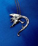 Vintage Fierce Flying Dragon All Sterling Silver Silver 925 Pendant + Necklace