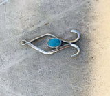 Vintage Sterling Silver 925 Blue Turquoise Stone Abstract Pendant