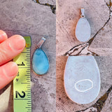 Larimar Blue Gem Stone Vintage Sterling Silver 925 Teardrop Pendant 4.5g