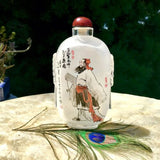 Rare Large Vintage Chinese Signed Reverse Hand Painted Glass Snuff Bottle
