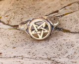 Vintage Sterling Silver 925 Wiccan Pentagram 5 Pointed Star Ring Size 10