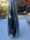Vintage Artisan Hand Blown Art Glass Black & White Metallic Vase