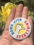 Down With Everything Thumbs Down Vintage Retro 1980s Pinback Anti Political Pin