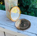 Art Deco Vintage Gold Tone Elgin American USA Pocket Vanity Mirror Compact