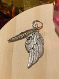 Vintage 925 Sterling Silver Feather wing Dangle Pendant Feathers Charms 5.23g