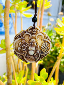 Vintage Carved Stone Spiritual Buddha Amulet Pendant