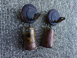 Vintage Lucite Resin Brown + Copper Tone Dangle Drop Clip On Earrings