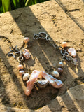 Pink Pearl Abalone Shell Bead Sterling Silver 925 Star Charm Toggle Bracelet