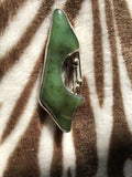 Designer Signed Jerry Har Sterling Silver 925 Green Gem Stone Modernist Pendant