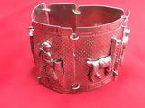 Vintage Signed 900 Silver Industria Peruana Alpaca Panel Bracelet Peru