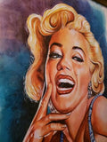 Colorful Classic Marilyn Monroe Original Watercolor Painting signed by NasRat