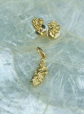 Vintage French Signed 750 Mecan 18K Solid Gold Nugget Earrings & Pendant Set