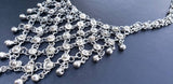 Ornate Vintage Afghanistan Gypsy Silver Tone Chain Link Dangle Necklace
