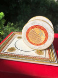 Gold Leaf Work On Marble Plate & Bowl Royal City Of Jaipur India Red Velvet Box