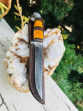 Vintage knife Y330 Kinfolks USA Butterscotch Handle With Original Leather Sheath