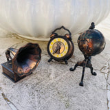 Metal Copper Globe Clock Gramophone Durham Industries New York 3 Set Lot Decor