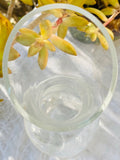 Vintage Transparent Clear Glass Frosted White Striped Vase Pitcher