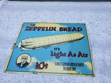 Vintage Zeppelin Bread Embossed Metal Sign schultz German American Bakery Ohio