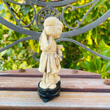 Vintage Asian Carved Resin Young Girl w Chalice Figurine Art Sculpture