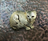 Vintage Signed Ultra Craft Goldtone Wild Cat Brooch Pin