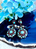 Joan Rivers Copper tone Multi Color Blue Rhinestone Chandelier Pierced Earrings