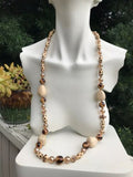 Joan Rivers Extra Long Beaded Gold Tone Tribal Necklace Beige + Brown