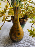 Vintage Brass Etched Metalware Flower Decorative Art Vase