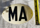 Vintage MA Country ID Touring B&W Sign Plate Car Badge Radiator Ornament Rare
