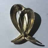 Vintage Signed Coro Cris Cross Heart Gold Tone Brooch Pin