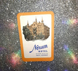 Vintage Norum Hotel Luggage Sticker Label Oslo Norway