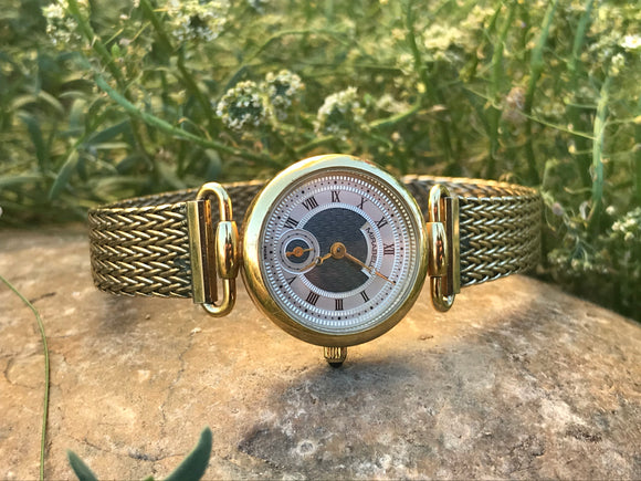 Mirabelli Gold Tone Quartz Swiss Made Stainless Roman Numeral Ladies Wrist Watch