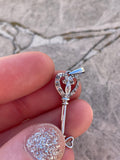 Vintage Sterling Silver Signed 925 M Stone Key to my Heart Pendant 1.2g