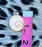 Vintage Sterling Silver 925 Snail Operculum Shiva Eye Reversible Pendant