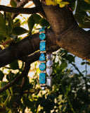 Vintage Signed MD Sterling Silver 925 Blue Fire Opal Link Bracelet Safety Clasp