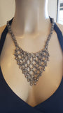 Ornate Vintage Afghanistan Gypsy Silver Tone Chain Link Dangle Necklace