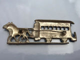 Vintage Broadway Silver Tone Horse Coach Carriage Wagon Horses Brooch Pin