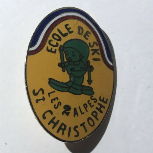 Ecole De Ski Les 2 Alpes St. Christophe Enamel Pin Badge