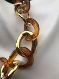 Kenneth Jay Lane KJL Gold Plated & Faux Tortoiseshell Chain Link Necklace