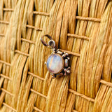 Sterling Silver 925 Colorful Moonstone Ornate Moon Stone Charm Pendant 1.8g Gem