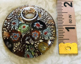Vintage Blown Art Glass Colorful Floral Pendant