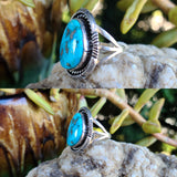 Vintage NA Navajo Signed Eugene Holgate Sterling Silver 925 Blue Turquoise Ring
