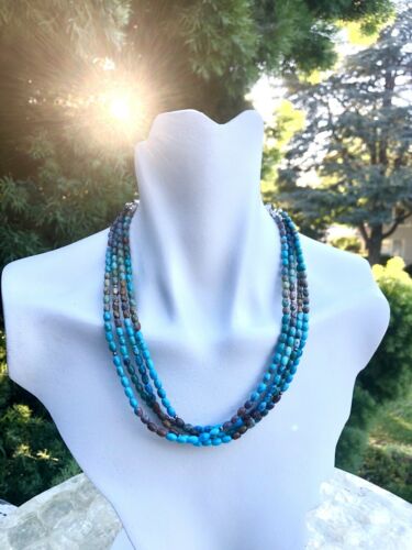 Jay King DTR Sterling Silver 925 Genuine Turquoise Multi Strand Beaded Necklace