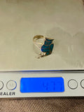 Vintage Sterling Silver 925 Mosaic Owl Turquoise Stone Ring 4.77g Size 7.75