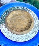 Vintage Brass Etched Star Design Signed Faz Marc Art Decor Plate
