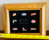 Vintage Kraft Foods Jell-o Oscar Meyer Post Lot of 8 Pins in Wood Picture Frame