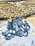 Art Nouveau Woman Antique Vintage Silver Tone Metal Art Belt Buckle
