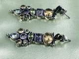 Vintage Garnet Citrine Peridot Amethyst Blue Topaz Sterling Silver 925 Earrings