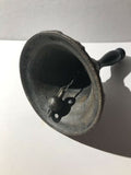 VINTAGE CAST IRON DINNER SUPPER BELL "SOUPS ON" BLACK EMBOSSED STARS 6"