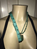 Vintage Artisan Green Blue Turquoise + Sterling Silver Necklace